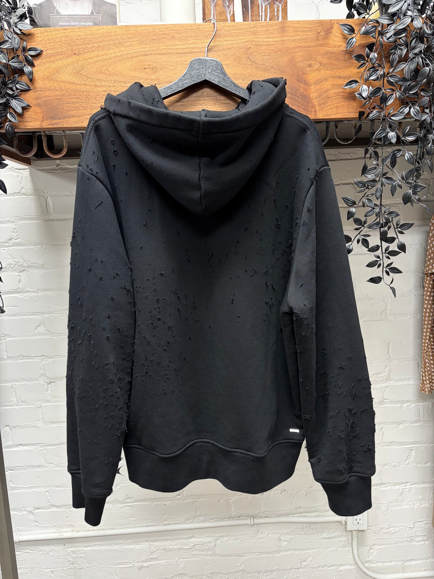 Amiri Cashmere ‘Shotgun Distressed’ Black Zip-Up Hoodie