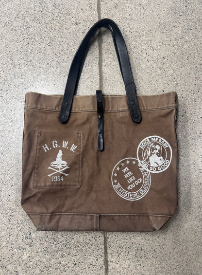 Hysteric Glamour Washed Brown Denim Tote Bag