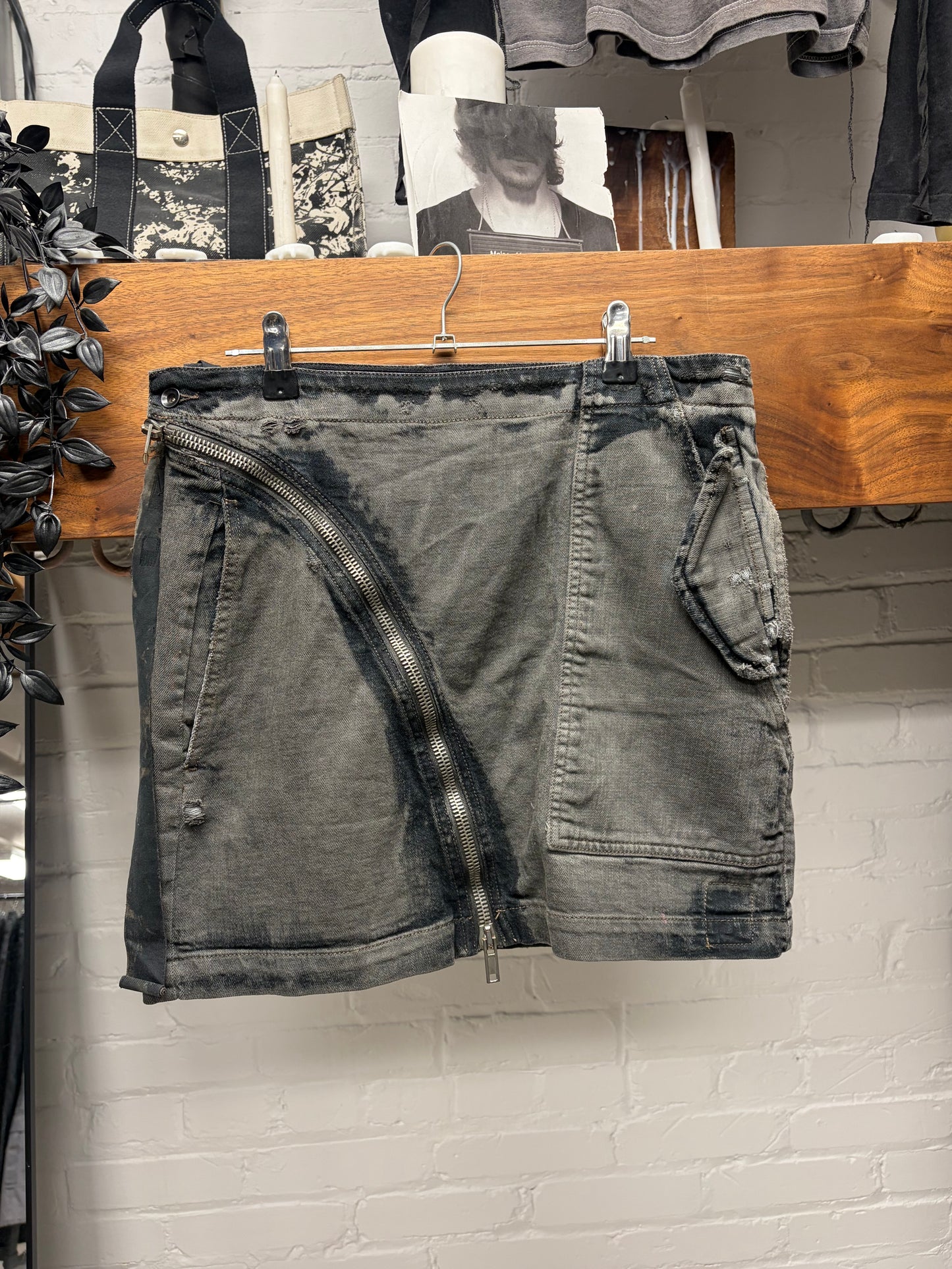 AW2009 Rick Owens ‘Aircut’ Hogwash Asymmetric Zip Denim Mini Skirt