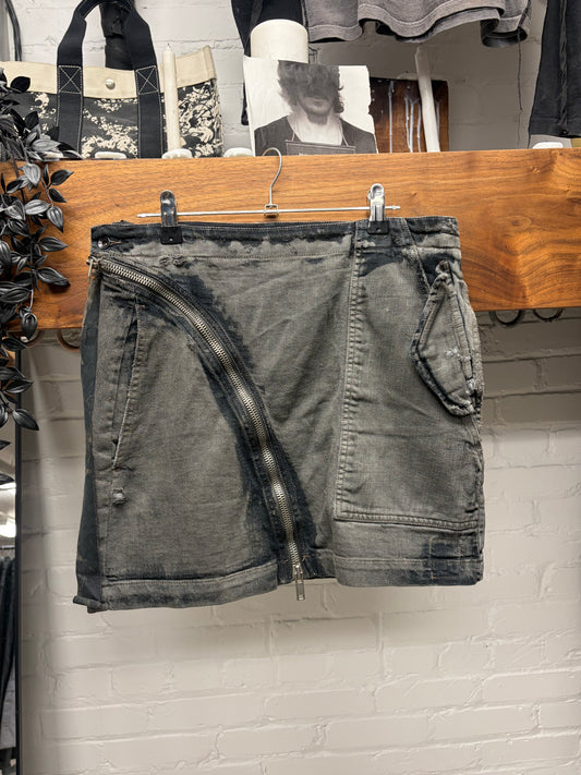 AW2009 Rick Owens ‘Aircut’ Hogwash Asymmetric Zip Denim Mini Skirt