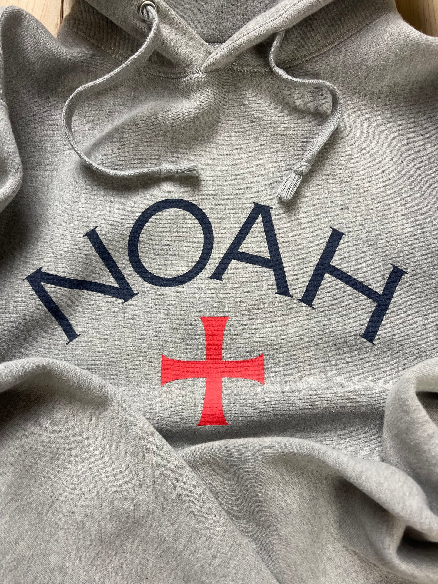 Noah Cross Logo Hooded Heather Grey Hoodie