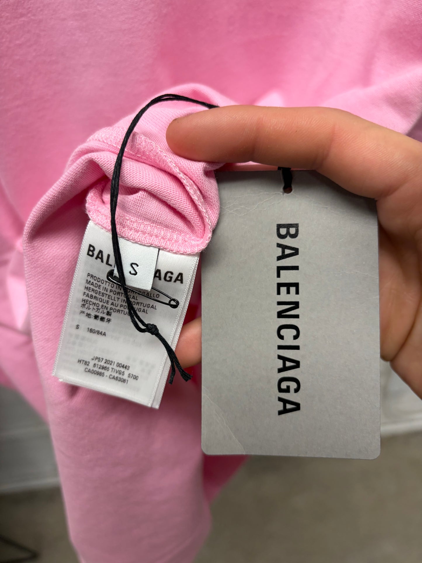 2021 Balenciaga Pink ‘Script Logo’ Oversized Cotton T-Shirt