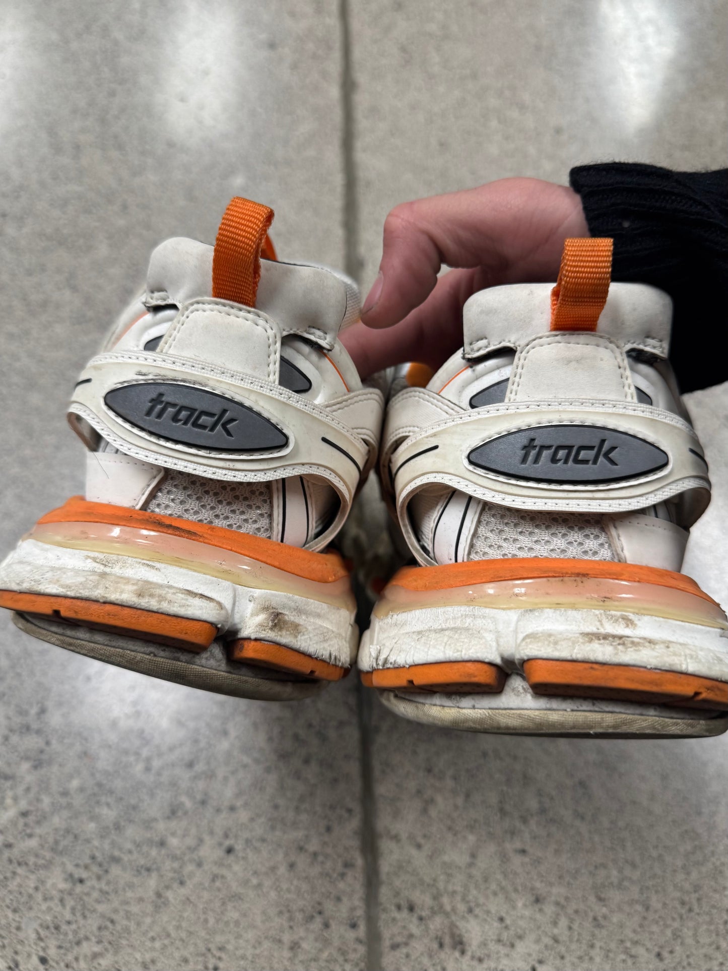 Balenciaga White/Orange Track Runner Sneakers