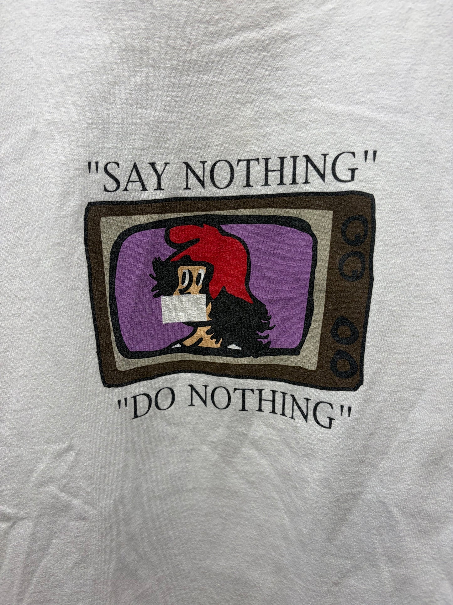 AW1999 Undercover ‘Ambivalence’ Say Nothing/Do Nothing White Graphic T-Shirt