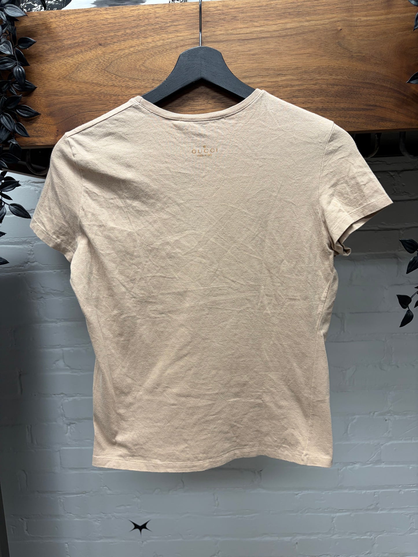 Gucci Minimalist ‘Neck Logo’ Nude Brown Short Sleeve T-Shirt