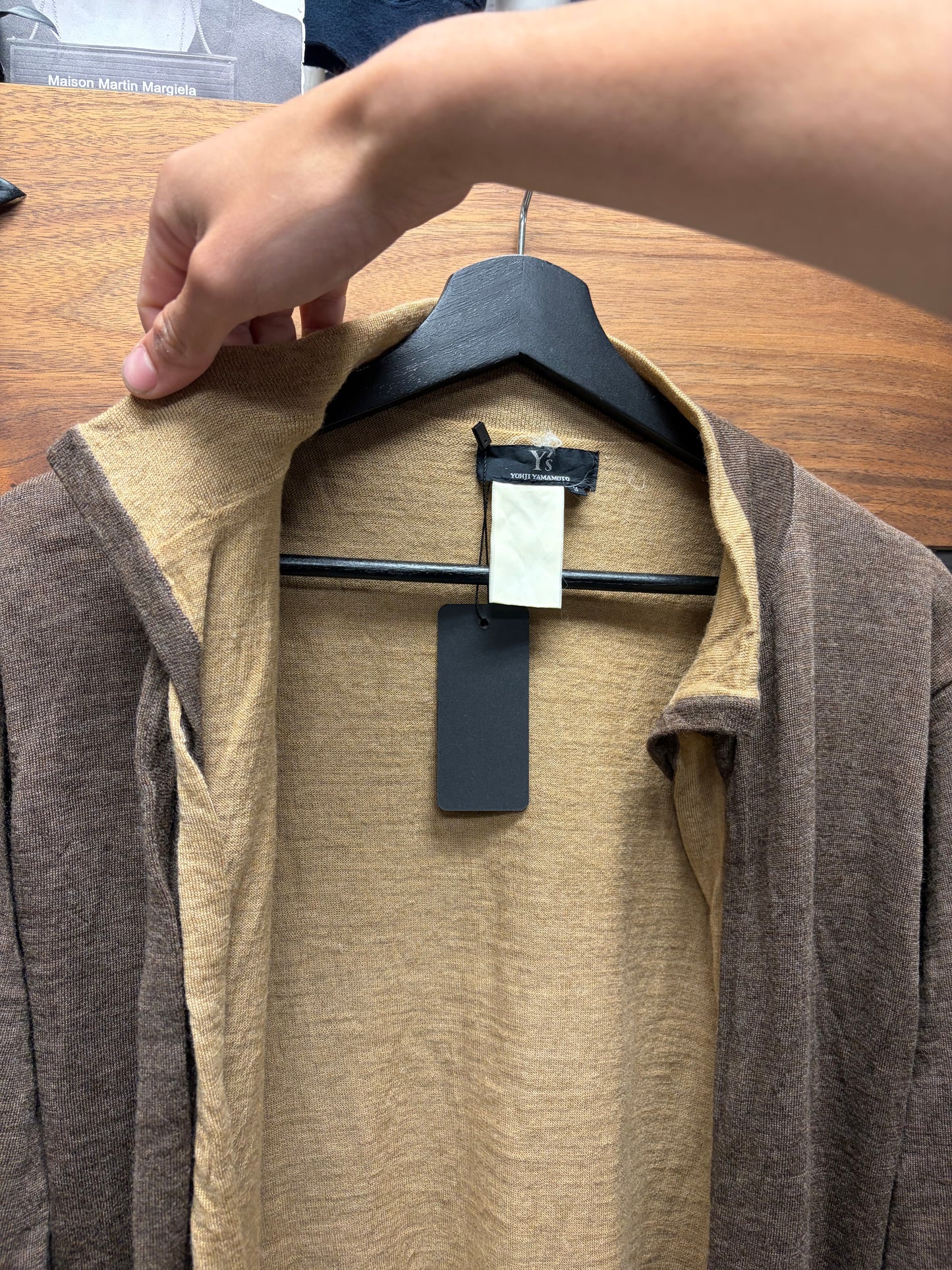 Yohji Yamamoto ‘Layered Fabric’ Two Tone Cardigan Shawl