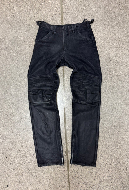 AW1999 Helmut Lang Waxed Black ‘Biker Knee’ Slim Cut Denim