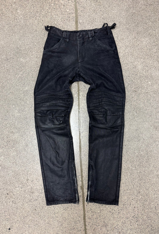 AW1999 Helmut Lang Waxed Black ‘Biker Knee’ Slim Cut Denim