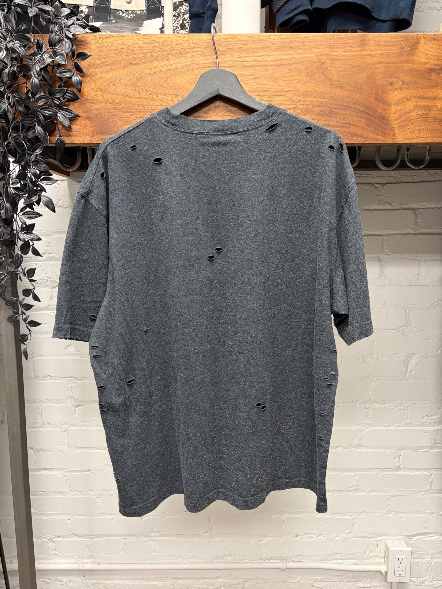 Acne Studios ‘Black Melange’ Distressed Logo T-Shirt