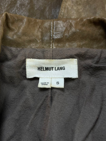 Helmut Lang Brown Calfskin Leather Asymmetric Blazer