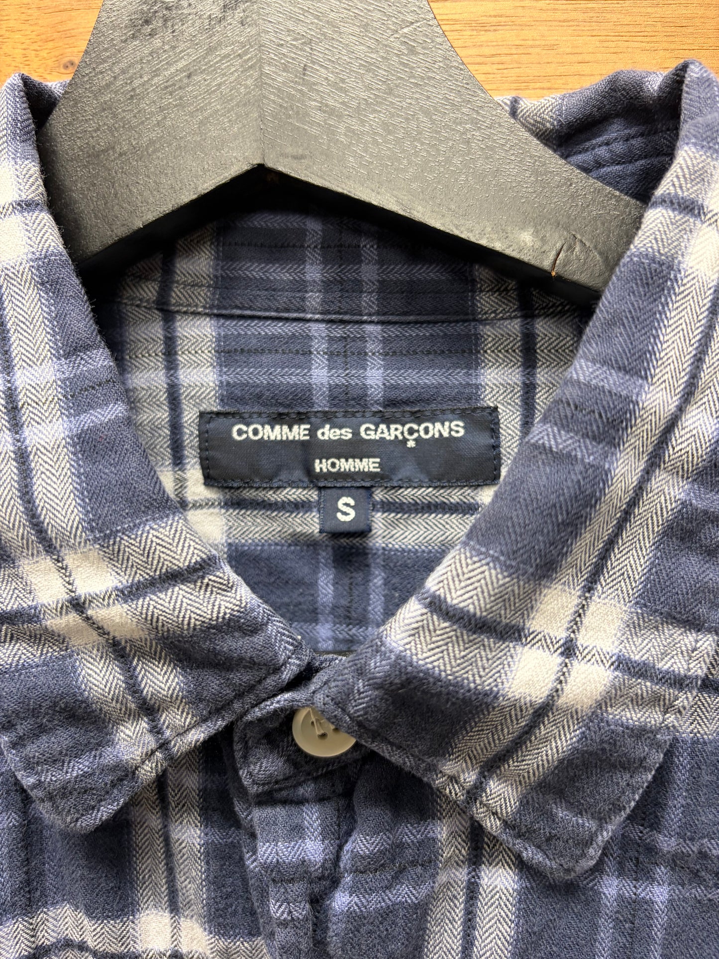 Comme Des Garçons Homme Blue Plaid/Oxford Hybrid Button Up Shirt