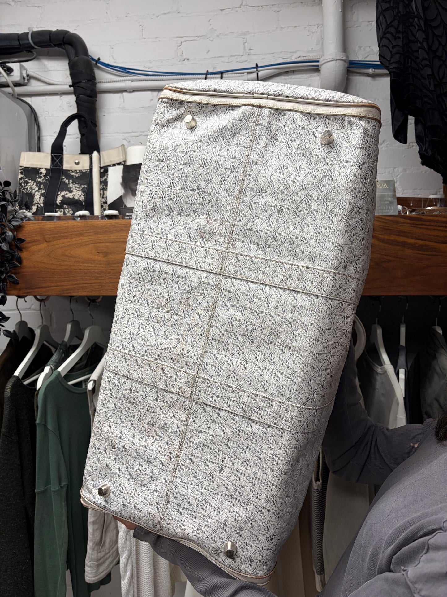 Goyard White Leather ‘Goyardine’ 62 Extra Large Duffle Bag