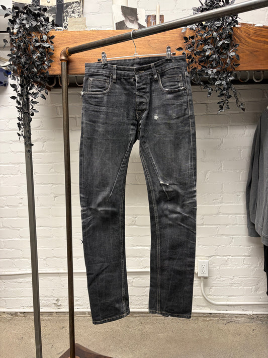 Rick Owens ‘Detroit Cut’ Washed Grey Skinny Jeans