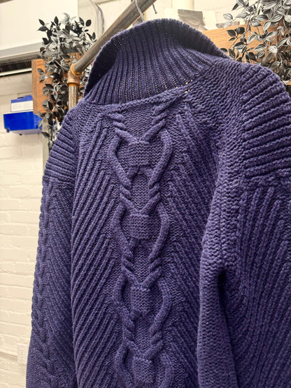 AW2003 Chanel ‘Fisherman’ Purple Cable Knit Quarter Zip Sweater