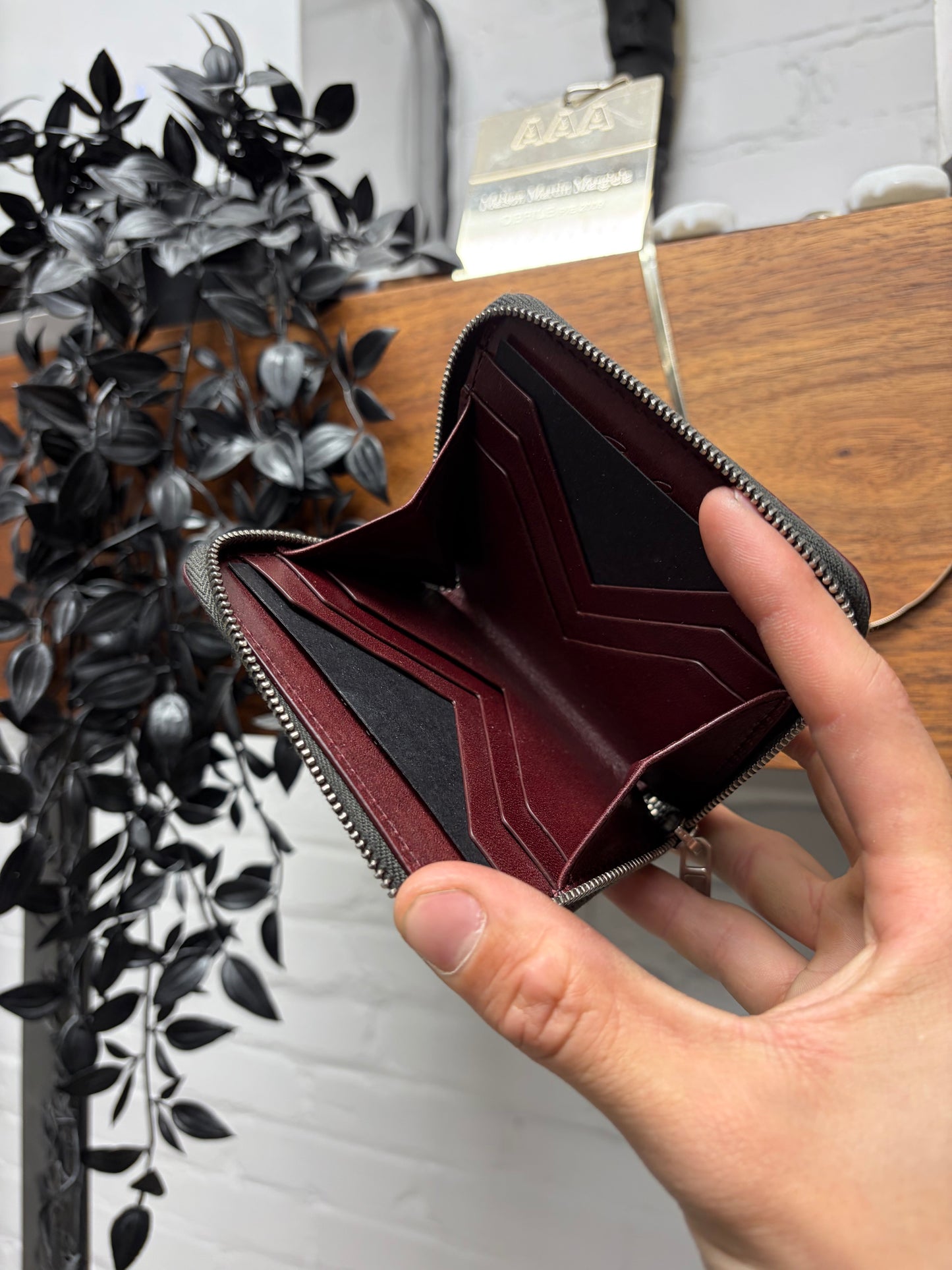 AW2023 Rick Owens ‘Luxor’ Bordeaux Leather Zip-Up Wallet