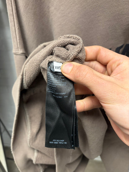 2022 Balenciaga ‘Logo Print’ Distressed Cotton Taupe/Black Pullover Hoodie