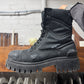 AW2022 Balenciaga Distressed Black Canvas ‘Strike’ Combat Boots