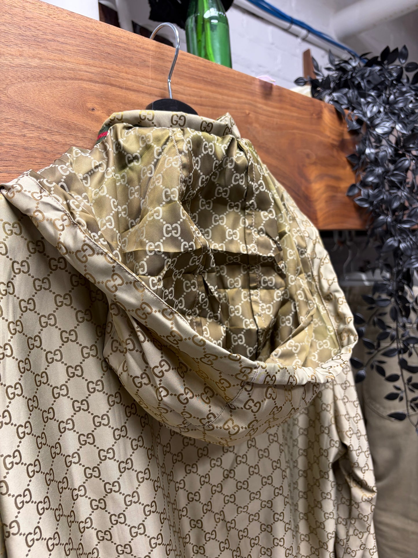 Gucci ‘Packable Hood’ Guccisima Monogram Zip-Up Shell Track Jacket with Sweatshirt Liner