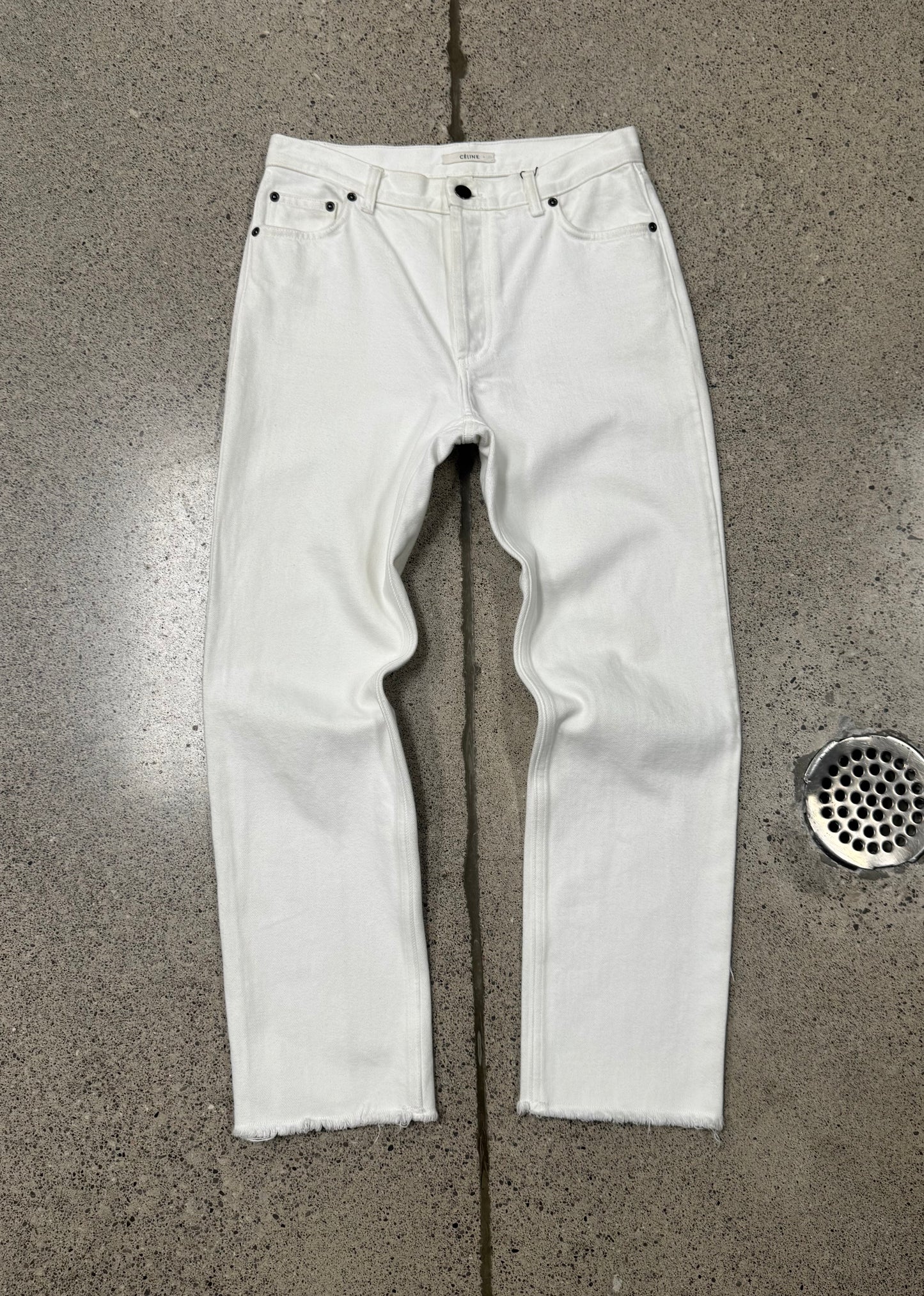 Celine White ‘Raw Hem’ Slim/Skinny Denim