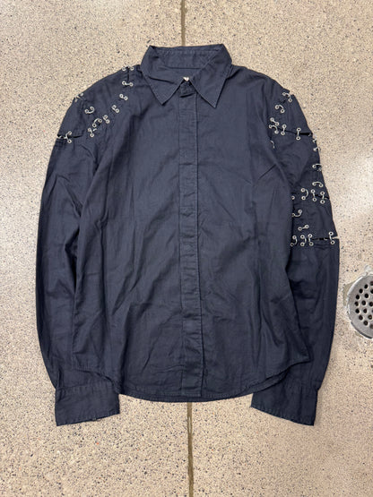 SS2003 Jean Paul Gaultier ‘Piercing’ Black Long Sleeve Collared Shirt