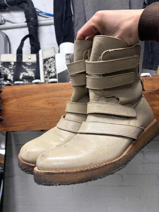 AW2009 Undercover ‘Earmuff Maniac’ Leather Multi-Strap Crepe Sole Boots