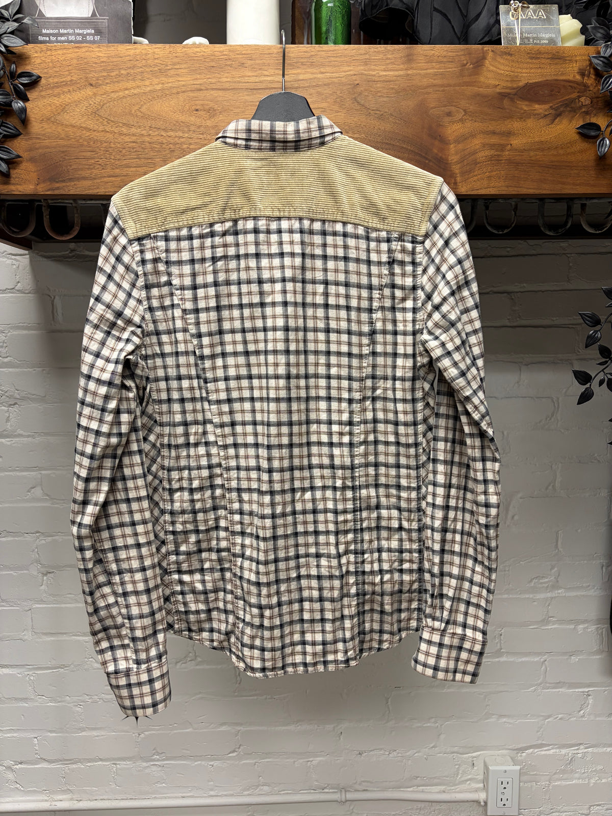 Veronique Branquinho Gingham Button Up Shirt with Corduroy Back Panel
