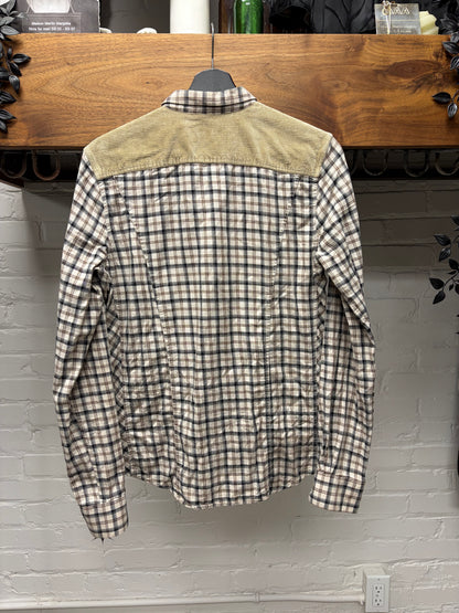 Veronique Branquinho Gingham Button Up Shirt with Corduroy Back Panel