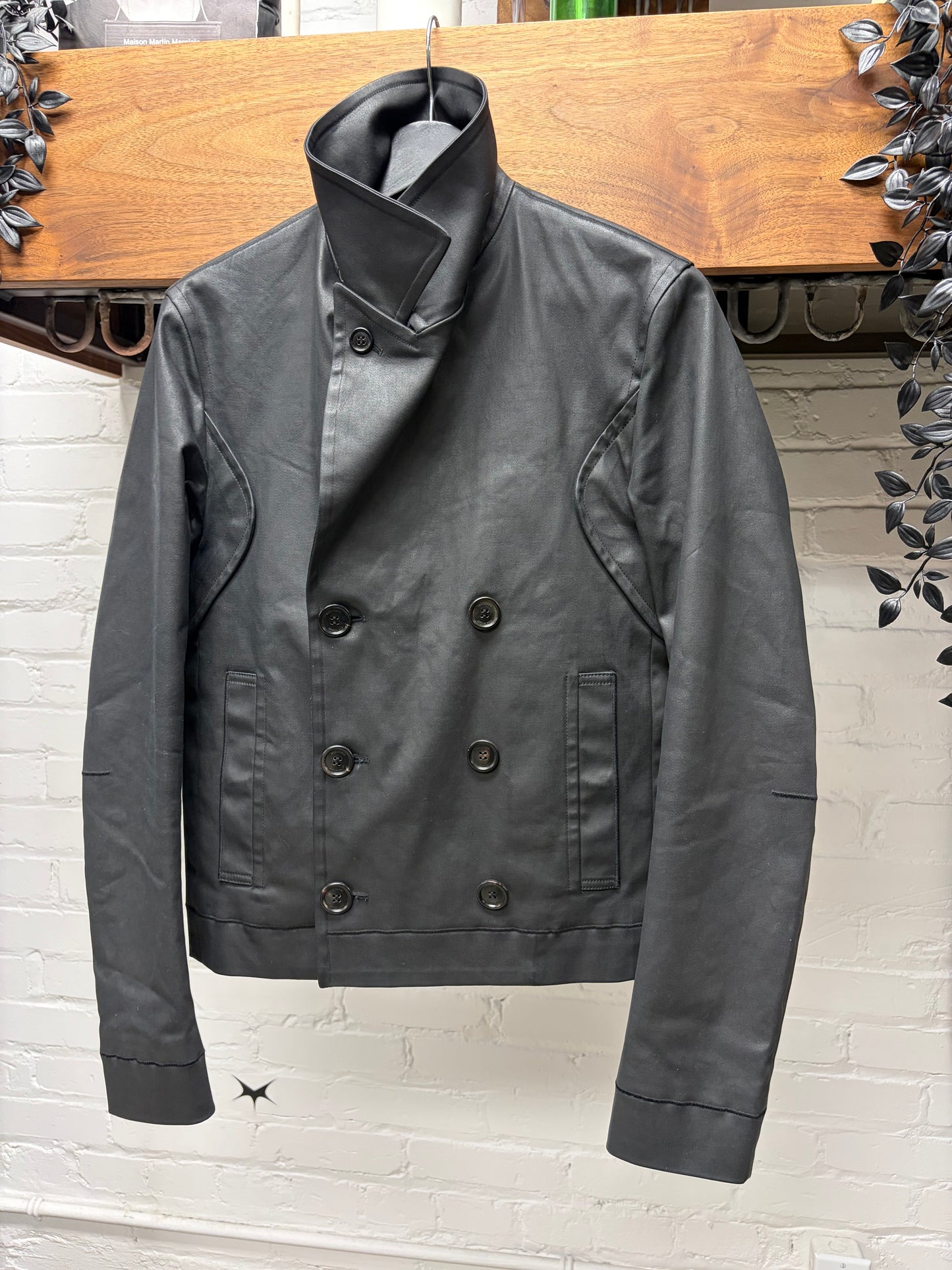 AW2013 Dior Homme Waxed Black Cropped ‘Double Breasted’ Peacoat