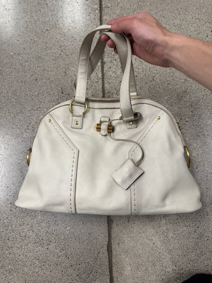 Yves Saint Laurent ‘Muse’ Cream White Leather Handbag
