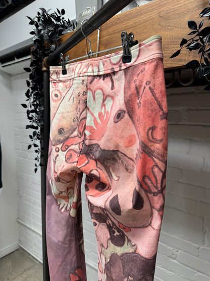 AW2004 Issey Miyake x Aya Takano Pink Flared Leg Pants