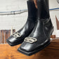 SS2019 Balenciaga ‘BB Rim’ Square Toe Shape Black Patent Leather Boots