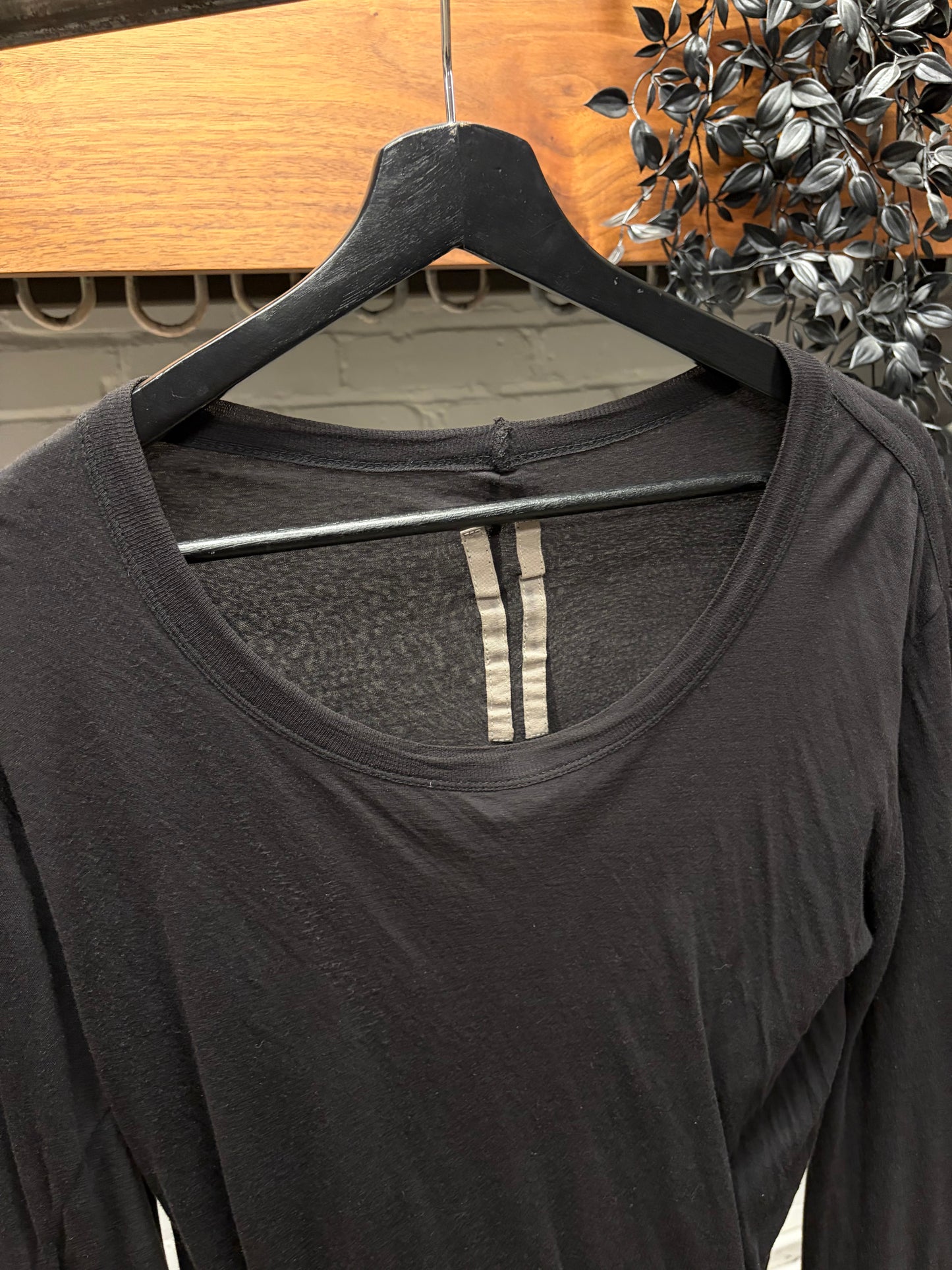 AW2015 Rick Owens ‘Sphinx’ Double Layered Black Long Sleeve Shirt