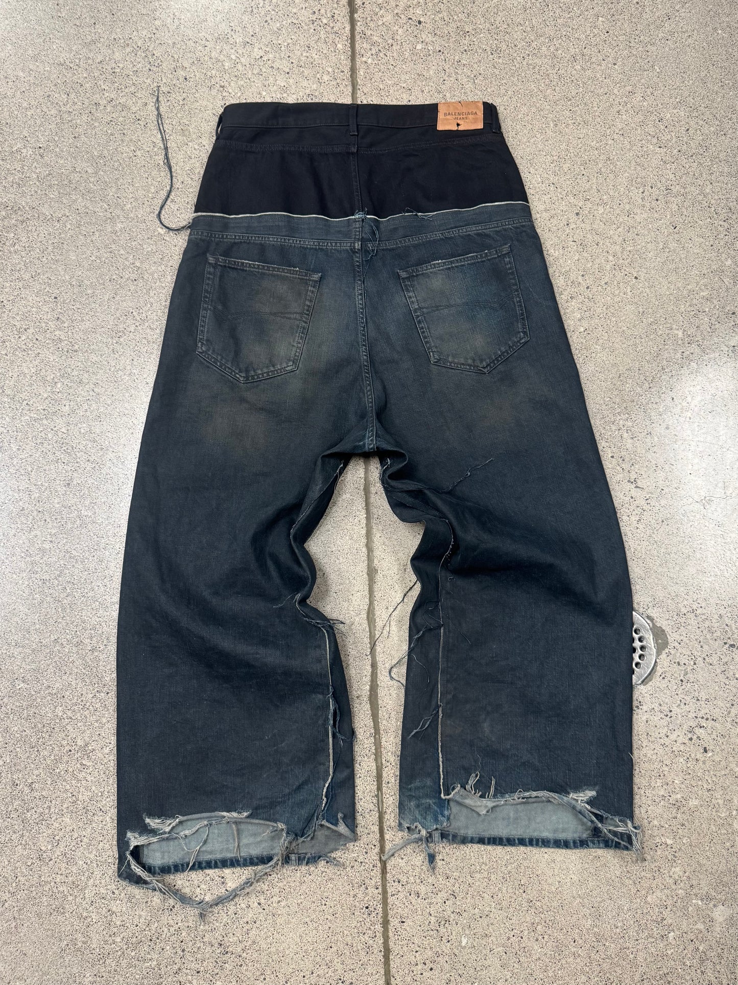 AW2024 Balenciaga ‘Cut-Up’ Double Waist Wide Leg Denim