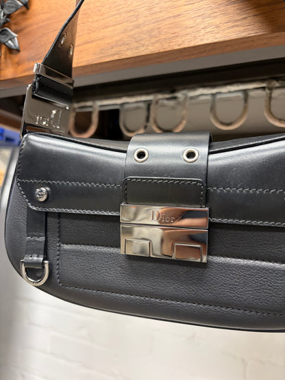 2003 Dior by John Galliano Street Chic ‘Columbus’ Studded Black Leather Shoulder Bag