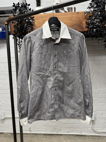 SS2006 Raf Simons Pinstripe ‘R’ Embroidered Logo Button Up Shirt