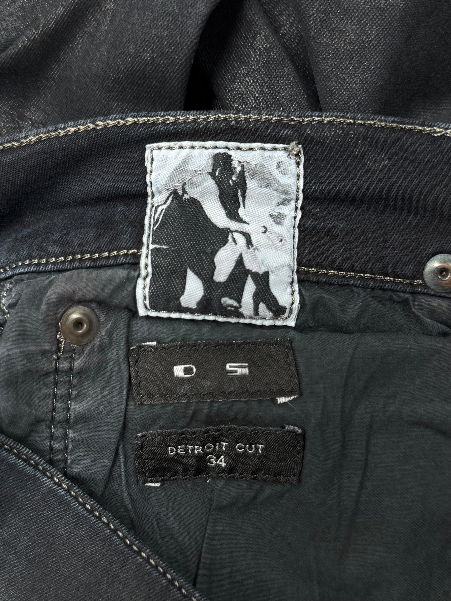Rick Owens ‘Detroit Cut’ Waxed Black Denim