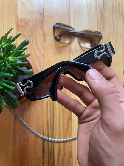 Chrome Hearts ‘Fix’ 925 Silver Cross Logo Purple Tinted Sunglasses.