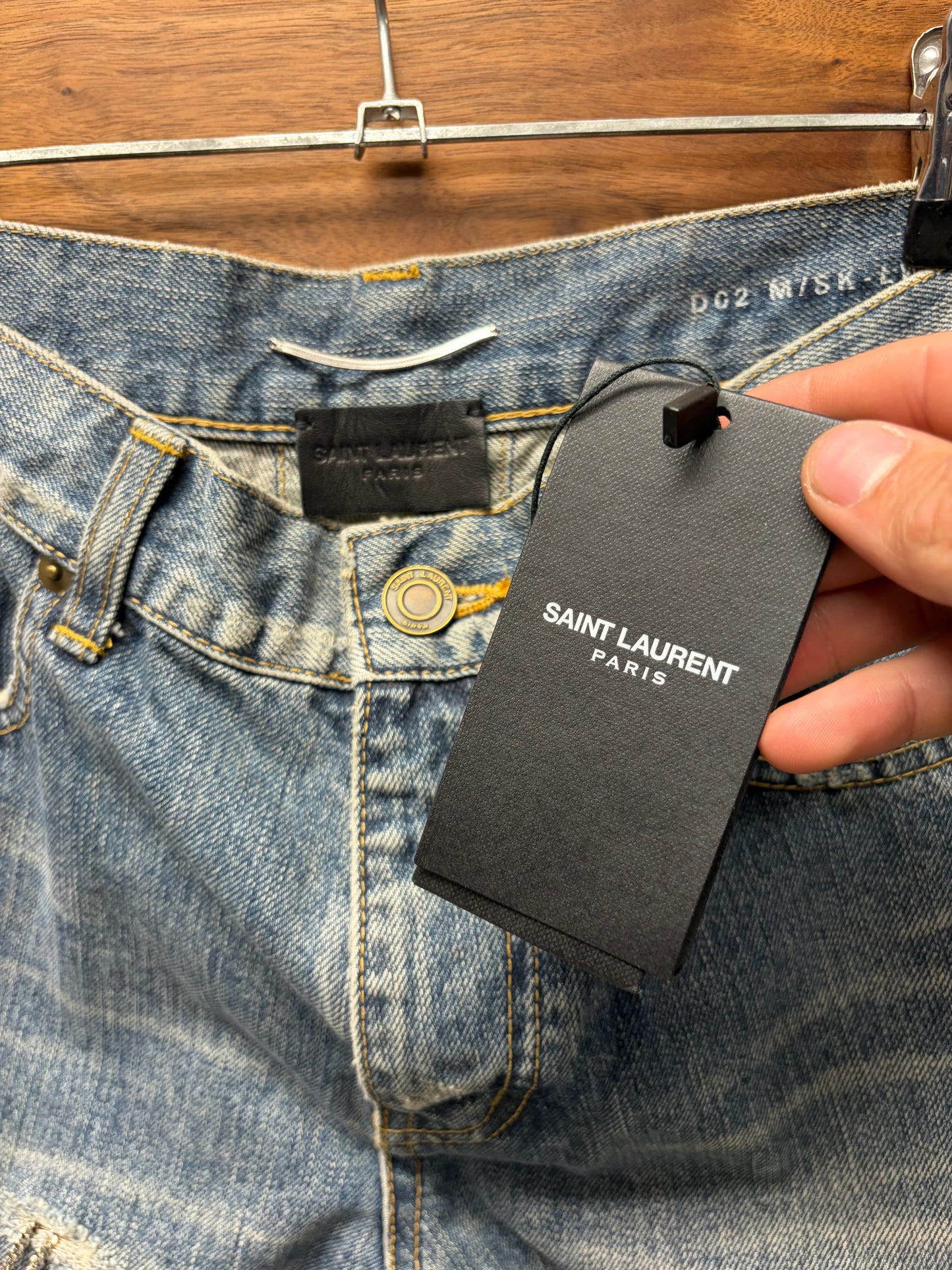 AW2013 Saint Laurent by Hedi Slimane ‘Chain Distressed’ D02 Skinny Jeans