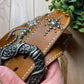 Tornado Mart Gemstone Encrusted Brown Leather Western Belt