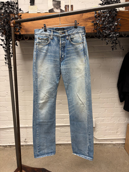 2017 Balenciaga Washed Blue Skinny Jeans