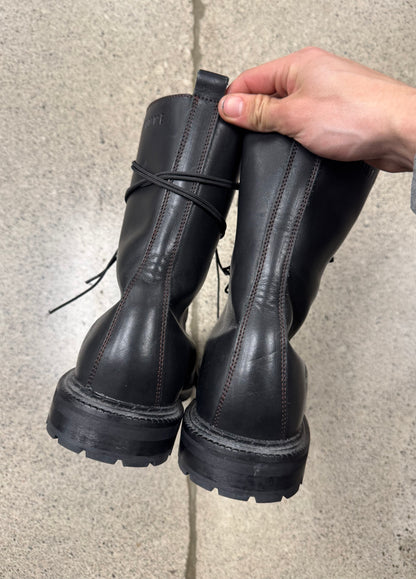 Stone Island x Diemme Black Leather Combat Boots