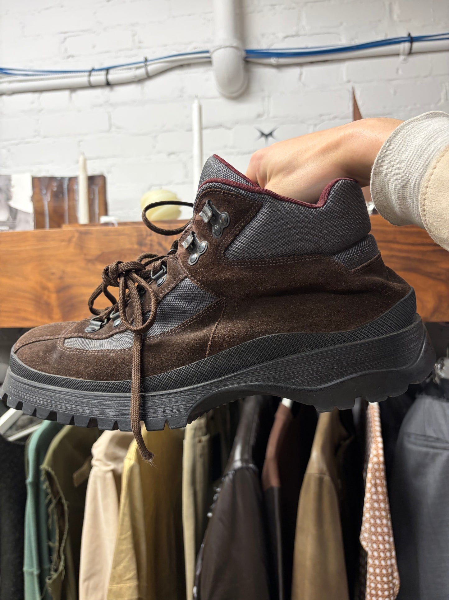 Vintage Prada Brown/Black Suede Hiking Boots