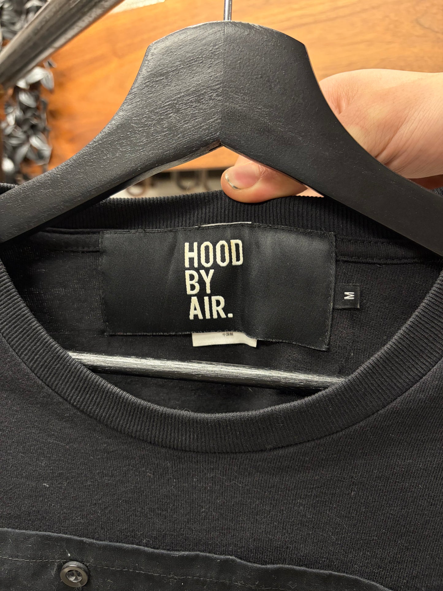 Hood by Air Patch ‘HBA’ Logo Layered Black Long Sleeve Shirt
