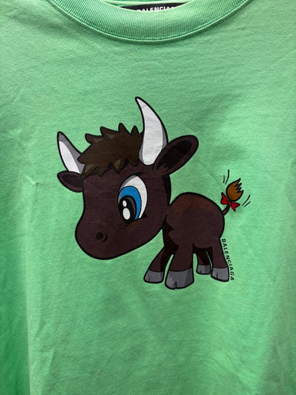 SS2021 Balenciaga ‘Little Ox’ Green Oversized Cotton T-Shirt
