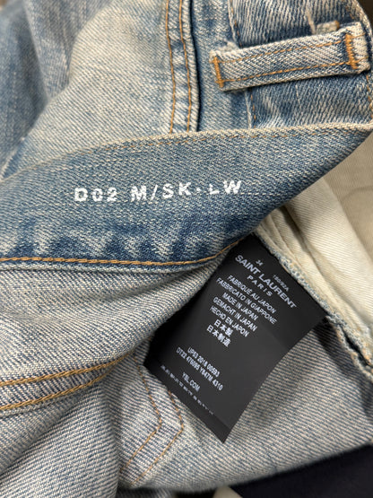 2018 Saint Laurent ‘D02’ Light Wash Distressed Skinny Jeans