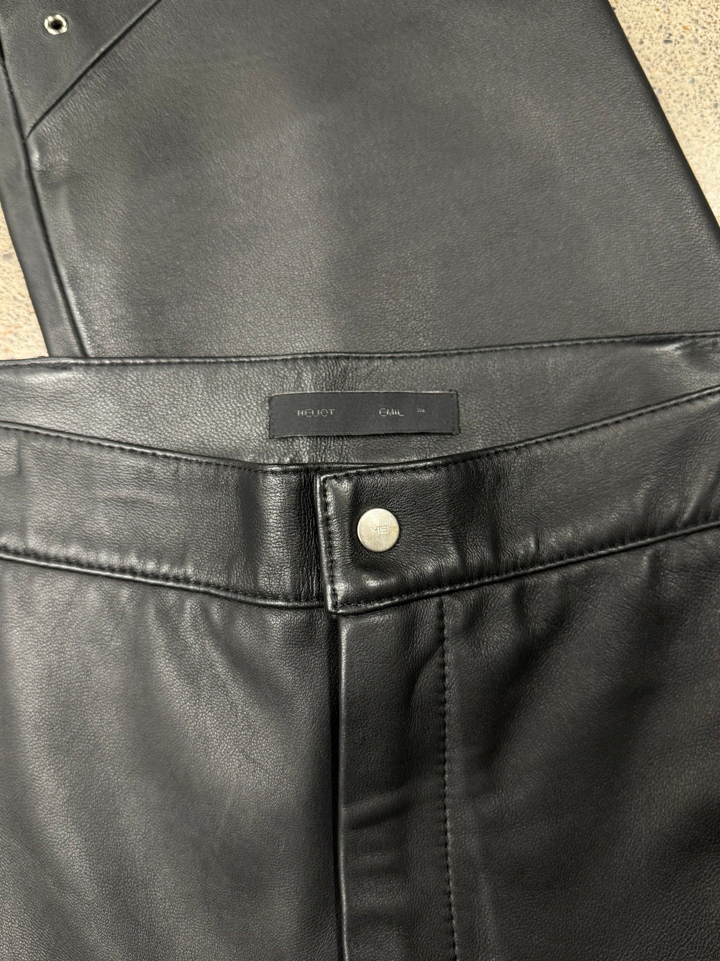 Heliot Emil Black Calfskin Leather Pants