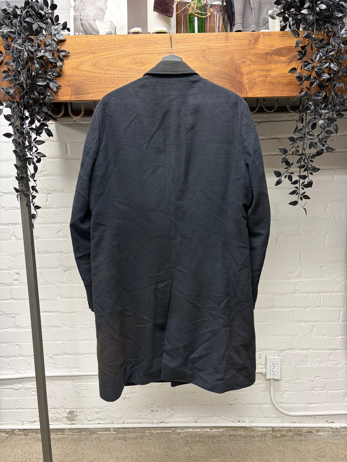 Our Legacy Black Peeled Flannel Sun-Faded Cotton Mid-Weight Coat