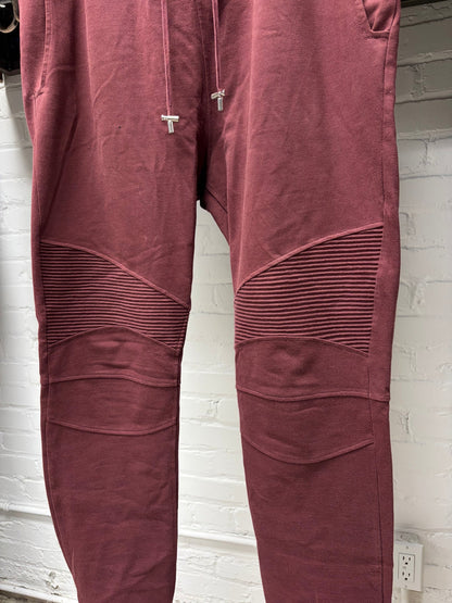 Balmain Oxblood Red Biker Sweatpants
