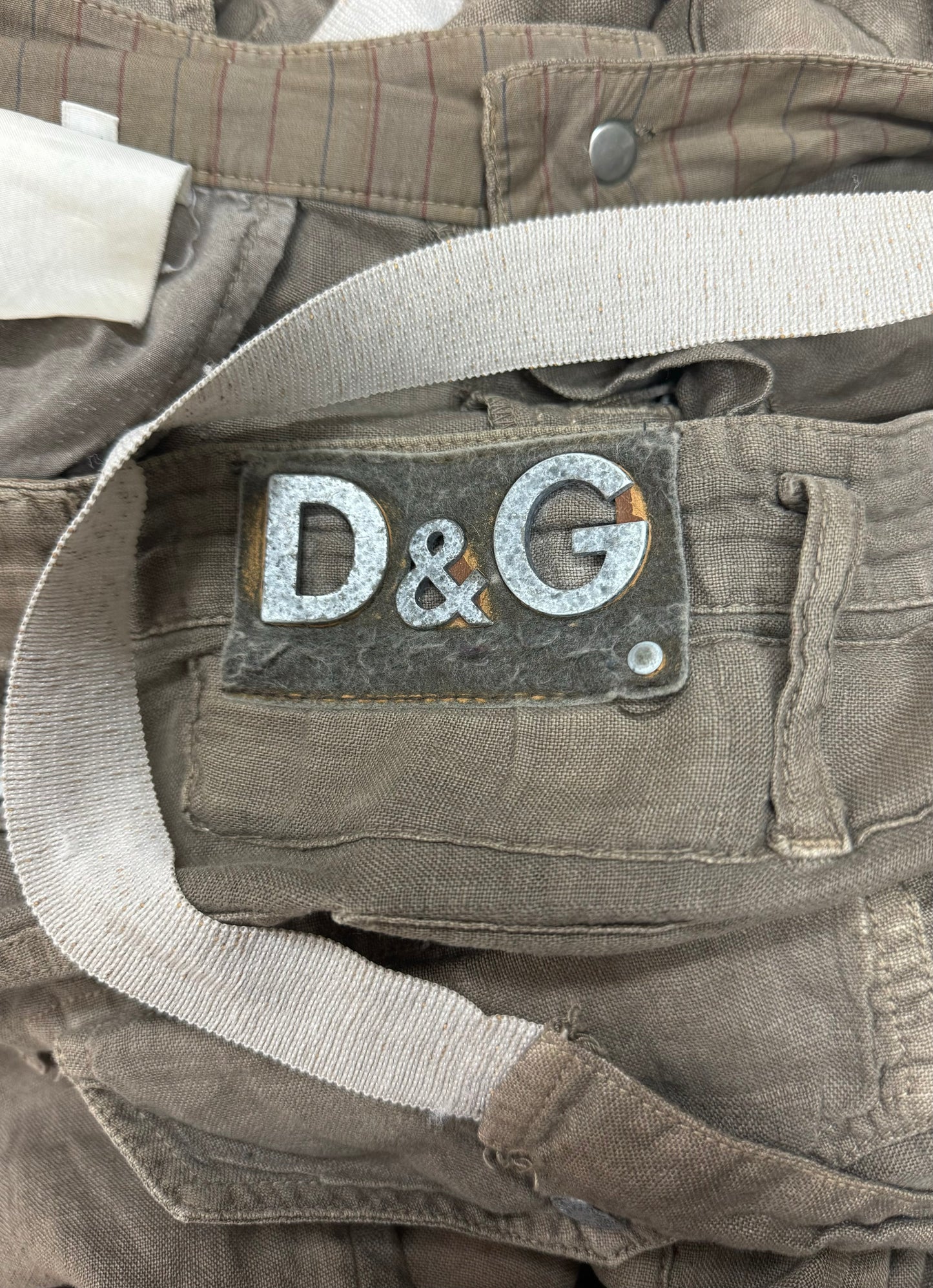 2000s Dolce & Gabbana Brown Linen Cargo Pants