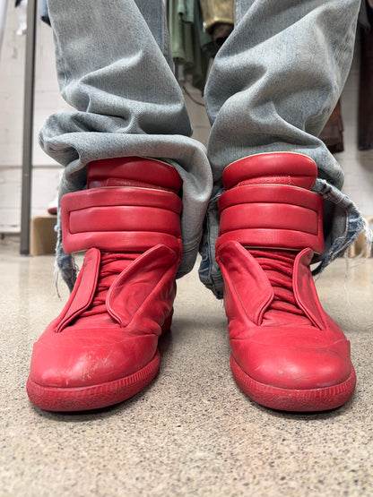 Maison Margiela ‘Future’ Red Leather High Top Sneakers